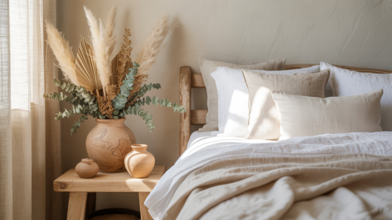 Summer Bedroom Refresh: Light Linens, Dried Florals & Clay Decor