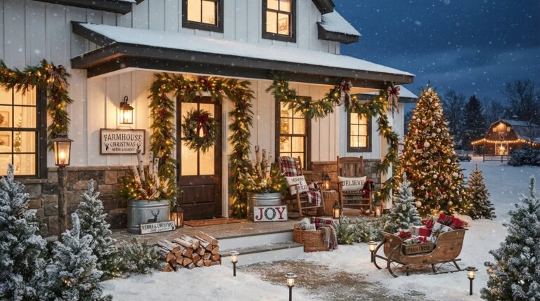 28 Lovely Farmhouse Outdoor Christmas Decoration To Recreate